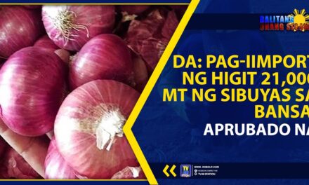 DA: PAG-IIMPORT NG HIGIT 21,000 MT NG SIBUYAS SA BANSA, APRUBADO NA